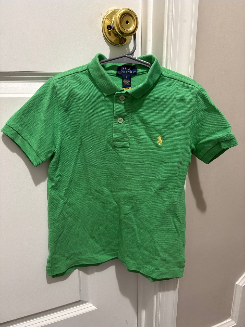 Polo by Ralph Lauren Boys' Bright Green Piqué Polo with Yellow Pony